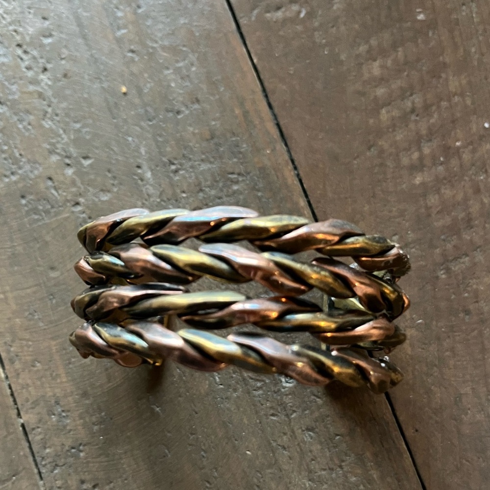 Vintage 1960’s Copper Cuff Bracelet with Gold Accents